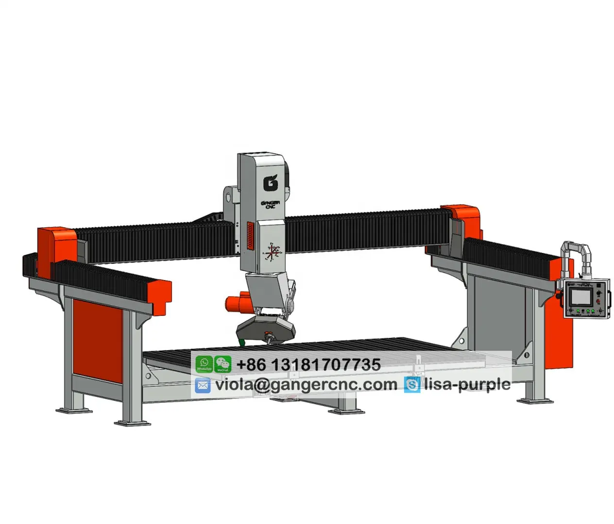 DOUBLE CNC 5 axes pont scie machines granit GQ-3220C pont de scie pour le granit benchtop l'évier découpé scie machine