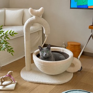 Arbre à chat créatif en forme de robinet avec lit pour chat en forme de tasse et poteau à gratter en sisal - Product Image 4