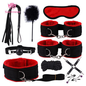 SacKnove <span class=keywords><strong>Sex</strong></span> Toys per Adulti per Coppie Set da 10 Pezzi in Morbido Nylon Peloso con Frusta Manette e Kit Bondage per Giochi BDSM e SM - Product Image 1