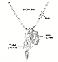 Collier pendentif croix épée poignard en acier inoxydable pour homme, chaîne à perles, bijoux gravés sur mesure, vente en gros usine