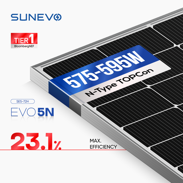 Sunevo Topcon N Type Solar Panels 575W 585W 595W Best Powerful Compact Pv Modules in the World