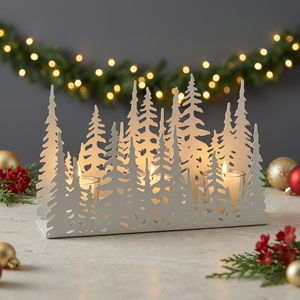 Wholesale White Metal <b>Christmas</b> Tree Shape <b>Tea</b> <b>Light</b> Candle Holder for Home Decoration - Product Image 1