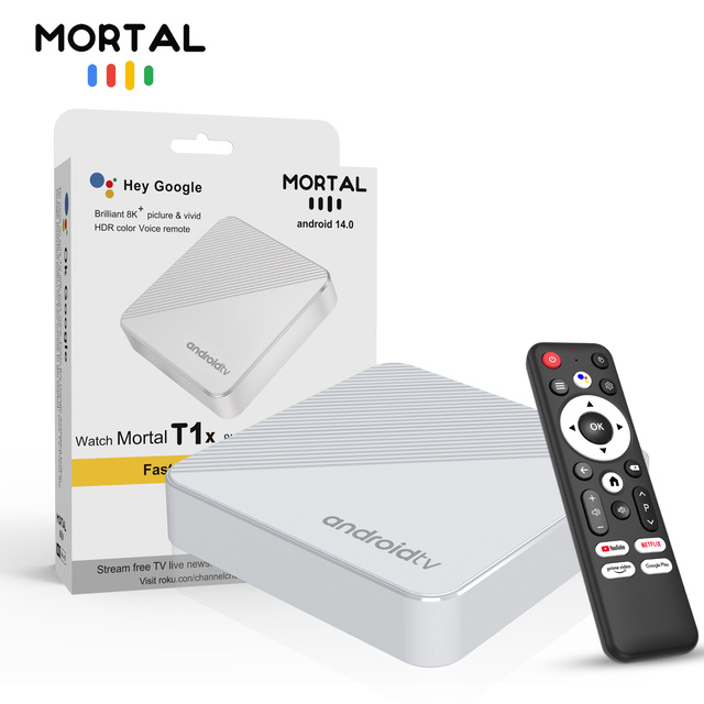 Factory Wholesale Price Android 14.0 Mortal T1X Set Top Box H313 4K All Channels TV Box Mail-G31 HDR10+ Streaming Media Player