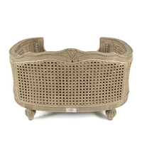 T0032 Canapé pour chien et chat de style bohème français de luxe, cadre en bois massif, rotin durable, facile à nettoyer, meubles pour animaux de compagnie d'intérieur, lit pour chien
