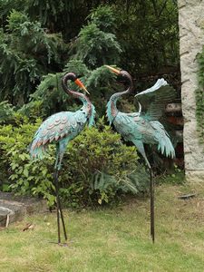 Juego de Esculturas de Hierro Forjado a Mano de Garza y Grulla Azul para Jardín - Gran Arte para Exteriores, Patio, Terraza y Jardín Trasero - Product Image 3