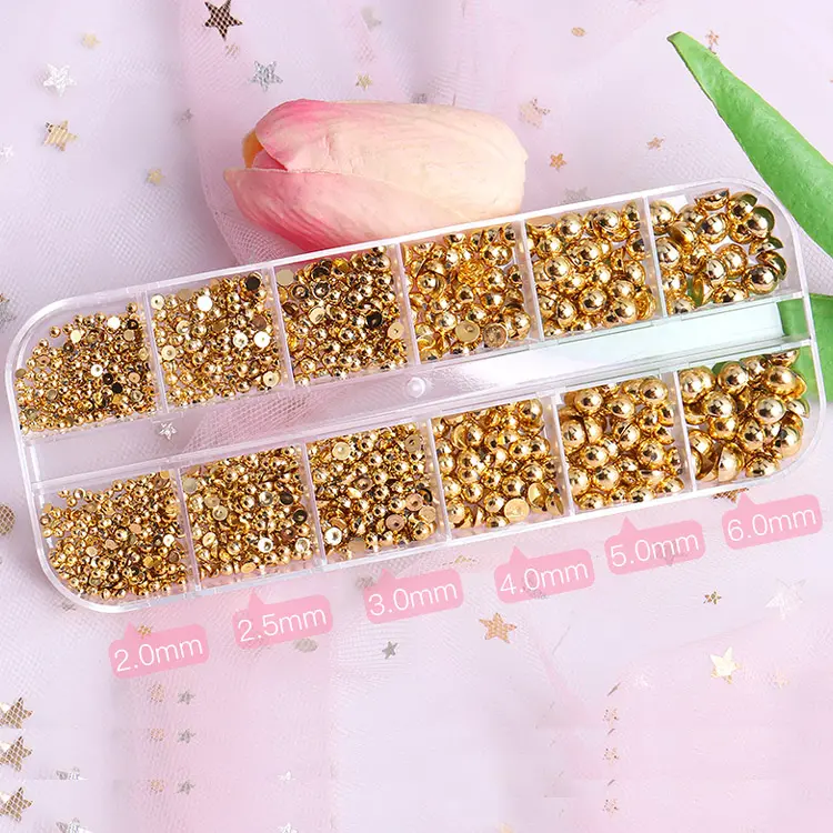 12 lưới Acrylic ABS hạt ngọc trai flatback cabochons AB Màu sắc nửa ngọc trai cho hàng thủ công móng tay đồ trang sức DIY