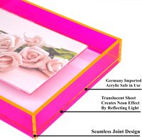 8x10 Cadre Photo Flottant Néon Acrylique Montage Mural Table Bureau Cadre Décoration Néon Rose Cadre Photo pour La Maison
