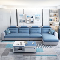 Canapé d'angle en tissu pour salon, style moderne et minimaliste, combinaison de meubles nordiques avec structure solide
