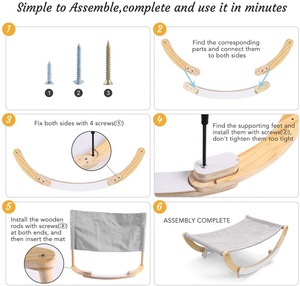 3-em-1 cama de árvore de gato de madeira com Swing & Hammock Indoor Cat <span class=keywords><strong>Scratcher</strong></span> Sofá com plataforma permanente Mobiliário de gato com economia de espaço - Product Image 5