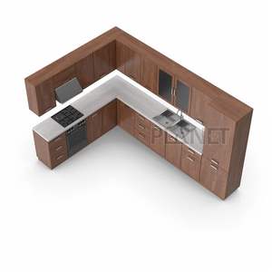 Gabinete de cocina Lámina antiaceite Cajón telescópico Puertas de gabinete de cocina Gabinete de cocina simple de alto brillo en forma de L - Product Image 3