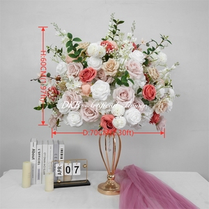 ดอกไม้ประดิษฐ์กุหลาบสีแดง ขาว ชมพู และไฮเดรนเยียแบบลูกบอล สำหรับงานแต่งงาน DKB ตกแต่งโต๊ะกลางแบบ OEM ปรับแต่งได้ - Product Image 2