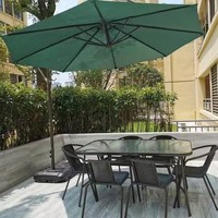 Ensemble table et chaises de style minimaliste moderne avec parasol pour patio/veranda/jardin - Trois pièces, imperméable, résistant au soleil, pour usage domestique