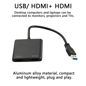 Convertidor de Cable USB a USB 3.0 a Doble <span class=keywords><strong>HDMI</strong></span>, Adaptador Divisor 4K 30HZ para Monitores Duales, OEM de Fábrica - Product Image 4