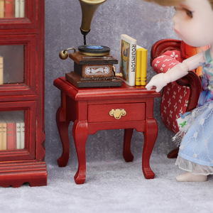 Accessoires pour maison de poupée 1:12, meubles miniatures européens blancs purs, modèle de meuble en bois à monter soi-même, armoire latérale avec table de chevet, armoire de rangement - Product Image 1