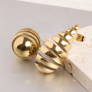 Fashion <b>Stud</b> Earrings 17MM Teardrop Hollow Geometric Stainless Steel Gold <b>Silver</b> Party Women's Jewelry - Product Image 2