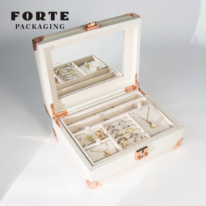 FORTE - Estuche de Joyería de Piel Sintética con Logotipo Personalizado, Grande, de 3 Niveles, con Cierre, Color Rojo, para Collares, Anillos, Pendientes, Regalo de Boda, con Cerradura - Product Image 5