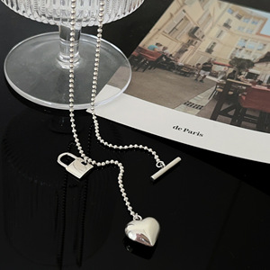 S925 Sterling Silver Heart Sweater Chain For Women Long Necklace With <b>Small</b> <b>Lock</b> Retro Design Autumn Winter Jewelry Gift - Product Image 2