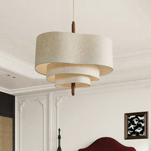 Lampadario Moderno in Stile Antico Francese per Sala da Pranzo, Lampada a Sospensione Vintage in Tessuto per Camera da Letto - Product Image 3