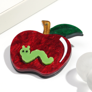 Personnalisé Meilleure Vente Mode Broche Mignon Bug Pomme Acrylique Broche Vintage Mode Broche pour Femmes - Product Image 2