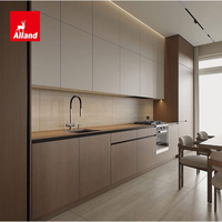 Armoires de cuisine en contreplaqué sur mesure Alland, style moderne, ensemble d'armoires de cuisine modulaires intégrées, prêtes à assembler pour appartement