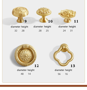 JAYA Brass Cabinet <strong>Knobs</strong> and Handles Luxury Gold Decorative Single Hole <strong>Knobs</strong> and Furniture Drawer Pulls for Kitchen Wardrobe - Product Image 6
