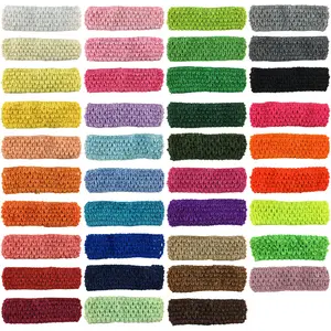 1.5Inch 38 Colors Available Custom Style Korean Silk Knitted Elastic Headband Crochet Newborn Baby Headbands