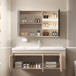 New smart <b>side</b> storage bathroom cabinet combination ceramic integrated basin cabinet <b>side</b> cabinet washbasin - Product Image 6