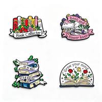 Broches émaillées en forme de livre et de fleur pour les amateurs de lecture, badges métalliques personnalisés pour sacs à dos et vêtements, cadeau littéraire