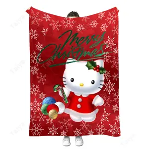 Лидер продаж, персонализированный логотип Kitty, сублимационные фланелевые флисовые супер мягкие одеяла на обед, рождественские одеяла