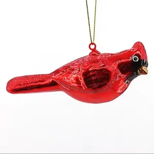 Zhengtian卸売手描きの赤い鳥のガラスの木のサボテンペンダント車やギフトのためのエレガントなクリスマスの装飾