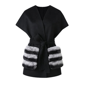 Nuovo Gilet in <span class=keywords><strong>Lana</strong></span> Morbida con Tasche in Pelliccia per Donna, Gilet in Cashmere - Product Image 3