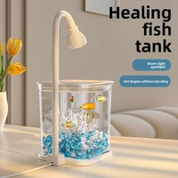 Aquarium de bureau écologique en plastique, forme carrée, mini-bac à poissons, petit aquarium en blocs de construction, pour poissons Betta et poissons rouges