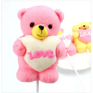 Wholesale Colorful Bear Love Pattern BBQ Marshmallow Lollipop Casual Snack