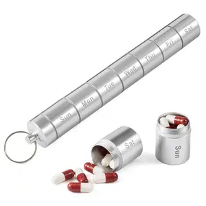 Hoge Kwaliteit Pillendoos 7 Dagen Makkelijk Mee Ronde Meta Pill Organizer Wekelijkse Metal Pill Container