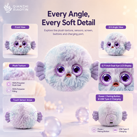 Peluche Grande de Puffo Morado con IA, en Posición Acostada, Cara de Muñeca ABS, Lazo Dorado, Clon de Voz, Modelo ChatGPT, 66+ Idiomas, Carga USB, 2.4G