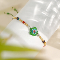 Grosir Bohemia buatan tangan manik-manik gelang wanita warna campuran bunga tangan dapat disesuaikan senar emas disepuh perhiasan Fashion terbaru
