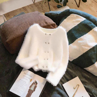 Pull-over en tricot vintage pour femmes, best-seller, style hiver, uni, col rond, double boutonnage