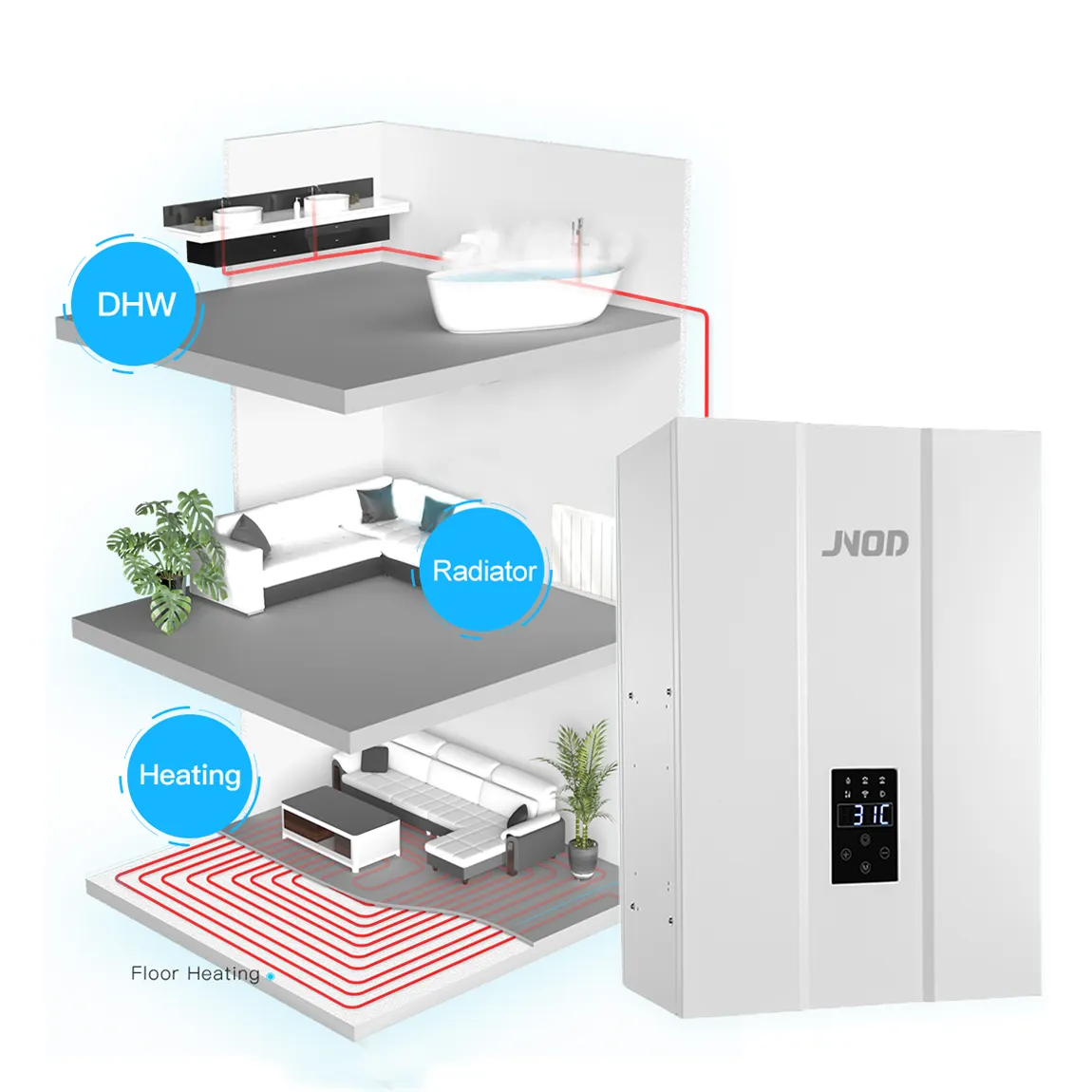 Electric Boiler Central Heating ETL Standard WIFI Control Electric Combi Boiler For Instant Central Heating And Domestic Hot Water