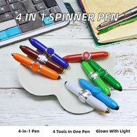 Promotion du fabricant : Stylo bille LED multifonctionnel créatif quatre-en-un avec aiguille volante pour la décompression et l'écriture.