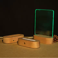 Support de veilleuse en cristal acrylique USB à intensité variable Base lumineuse ovale en bois à piles Lumières colorées Fente intérieure Produit