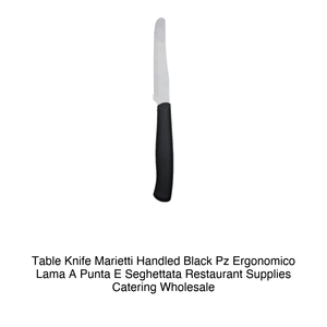Cuchillo de Mesa Ergonómico Marietti con Mango Negro, Hoja Afilada y Dentada, Suministros para Restaurantes y Catering al por Mayor - Product Image 2