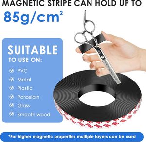 Adhésif fort 0.78 "X 32ft blanc <span class=keywords><strong>bande</strong></span> magnétique rouleau feuilles magnétiques pour bricolage projets d'art réfrigérateur - Product Image 3