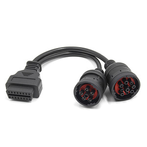 J1708 + J1939 Cable adaptador <span class=keywords><strong>OBD</strong></span> de 6 + 9 pines para camiones, vehículos, coches, lector de código de plástico y analizador de motor - Product Image 2