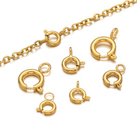 Fermoirs à ressort ronds en acier inoxydable PVD or pour bijoux, accessoires de connexion, vente en gros