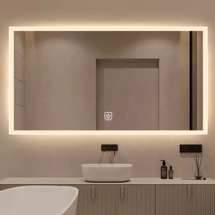 2022 Decorative Wall Mount Hotel Shower Wash Basin Bath Bathroom LED Lighted Vanity Mirror