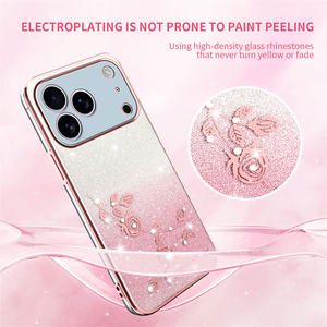 เคสโทรศัพท์แบบนิ่มไล่ระดับสีติดเพชรสำหรับ iPhone 17/17 pro/ 17 Air/17 promac/ 16E/16pro/ 16 +/15โครเมียมใส - Product Image 4