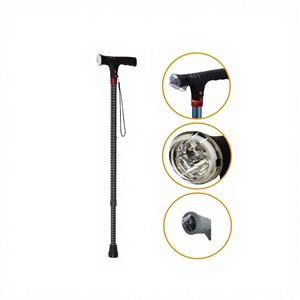 Bâton de marche réglable personnalisé avec lumière LED et alarme, embout en caoutchouc, tige en aluminium, capacité de 250 lb - Product Image 1