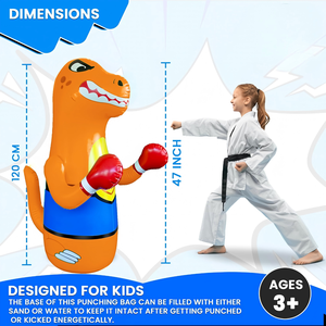 Inflatable Orange Dinosaur <b>Punching</b> <b>Bag</b> for Kids Indoor and Outdoor Play Ages 3+ - Product Image 2