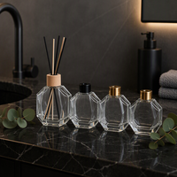 Botol Reed Diffuser Kaca Bening Heksagonal Mewah Pasokan Pabrik 80ml 100ml 200ml Botol Kosong untuk Minyak Esensial & Parfum