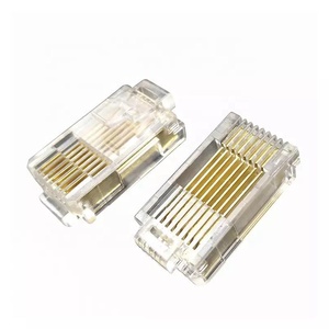 Connecteur <span class=keywords><strong>RJ</strong></span> 45 <span class=keywords><strong>RJ</strong></span> <span class=keywords><strong>11</strong></span> 8 broches, connecteur réseau plaqué or, connecteur <span class=keywords><strong>Ethernet</strong></span>, câble blindé, connecteur à tête cristalline - Product Image 1